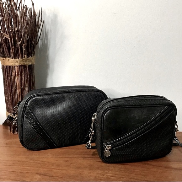 Charles Jourdan | Vintage Leather + Canvas Crossbody Bag Black - Picture 8 of 8